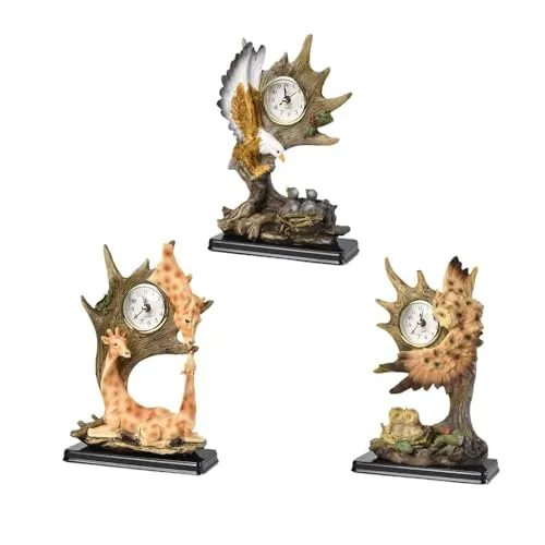 THE STYLE SUTRA® Vintage Table Clock Collection Cute Statue for Apartment Bedroom Dining Room Deers