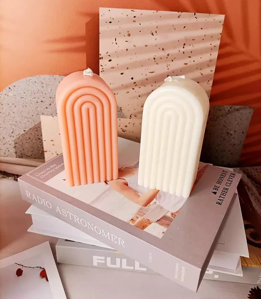 THE UMBRELLA STORE Arch Candle | 100% Soy Wax Candle| Handpoured | UnScented Candle | Aromatherapy | Gifting | 370gm Each | Pack of 2 (1 Pink 1white)