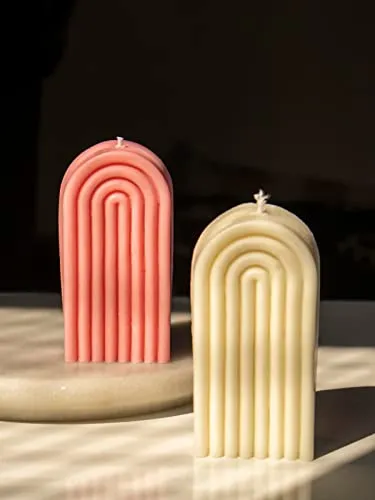THE UMBRELLA STORE Arch Candle | 100% Soy Wax Candle| Handpoured | UnScented Candle | Aromatherapy | Gifting | 370gm Each | Pack of 2 (1 Pink 1white)