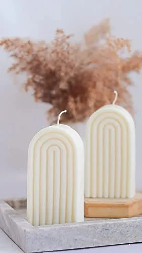 THE UMBRELLA STORE Arch Candle | 100% Soy Wax Candle| Handpoured | UnScented Candle | Aromatherapy | Gifting | 370gm Each | Pack of 2 (1 Pink 1white)