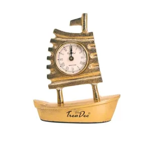 TrenDec Boat Desk Clock with Alumminum Base | Boat Clock | Table Clock | Adornment for Birthday New Year | Decorative Table Clock | Antique Desk Clocks for Office Table Clock