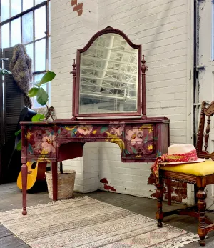 Vintage Vanity in hand painted florals