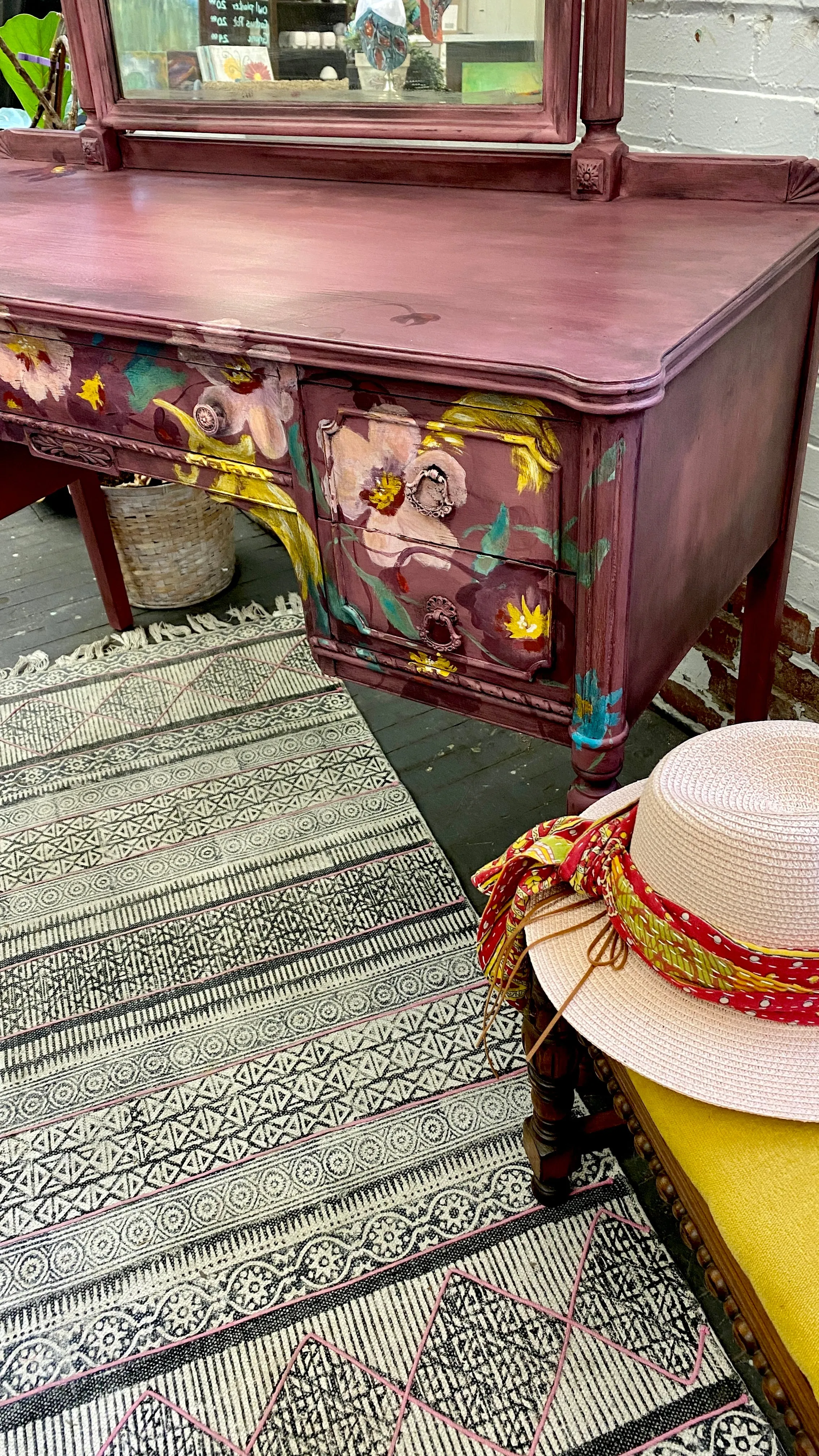 Vintage Vanity in hand painted florals