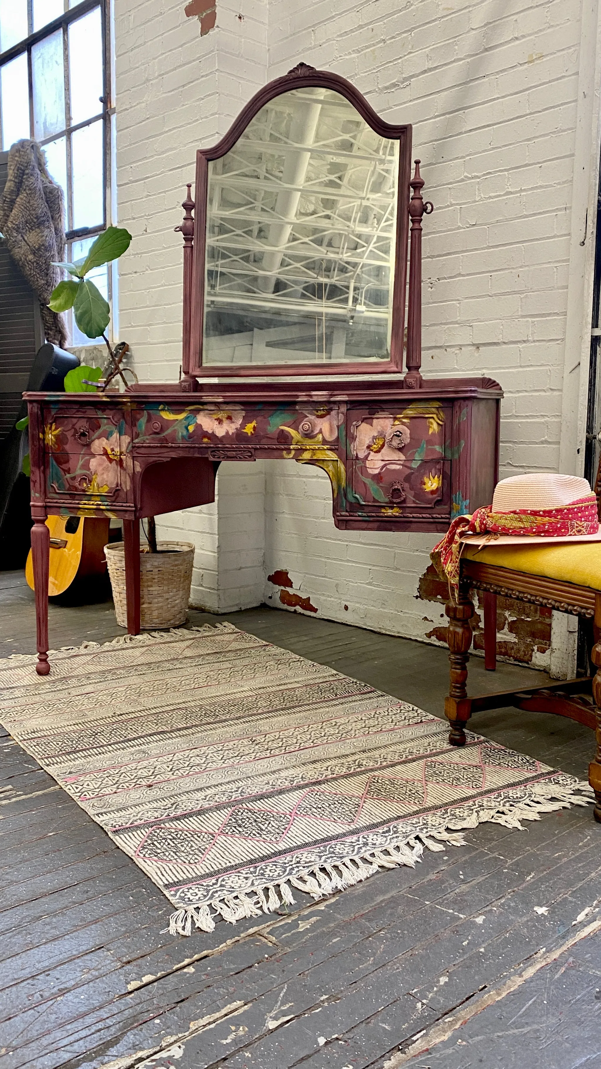 Vintage Vanity in hand painted florals