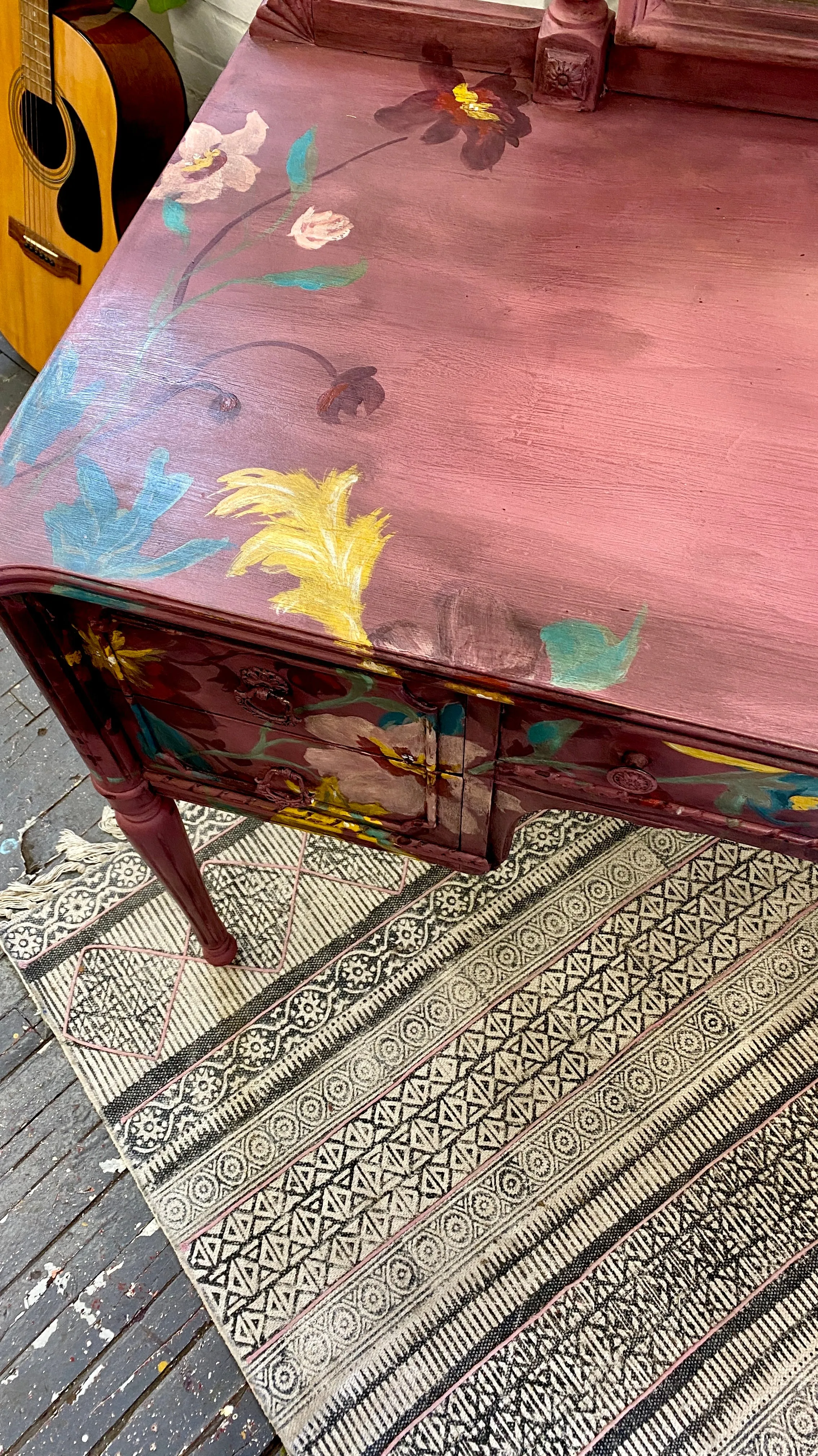 Vintage Vanity in hand painted florals