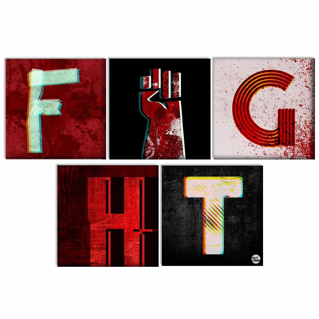 Wall Art Decor Boards Set Of 5 - FIGHT
