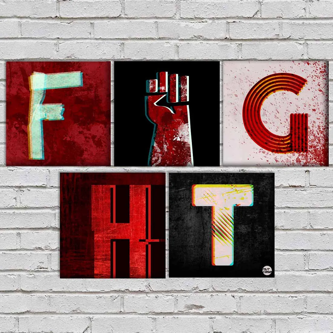 Wall Art Decor Boards Set Of 5 - FIGHT