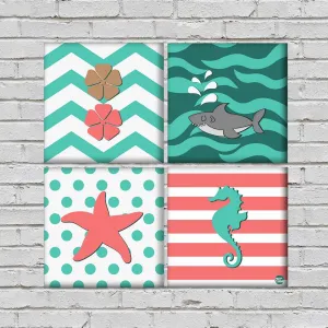 Wall Art Decor For Home Set Of 4 -Fish