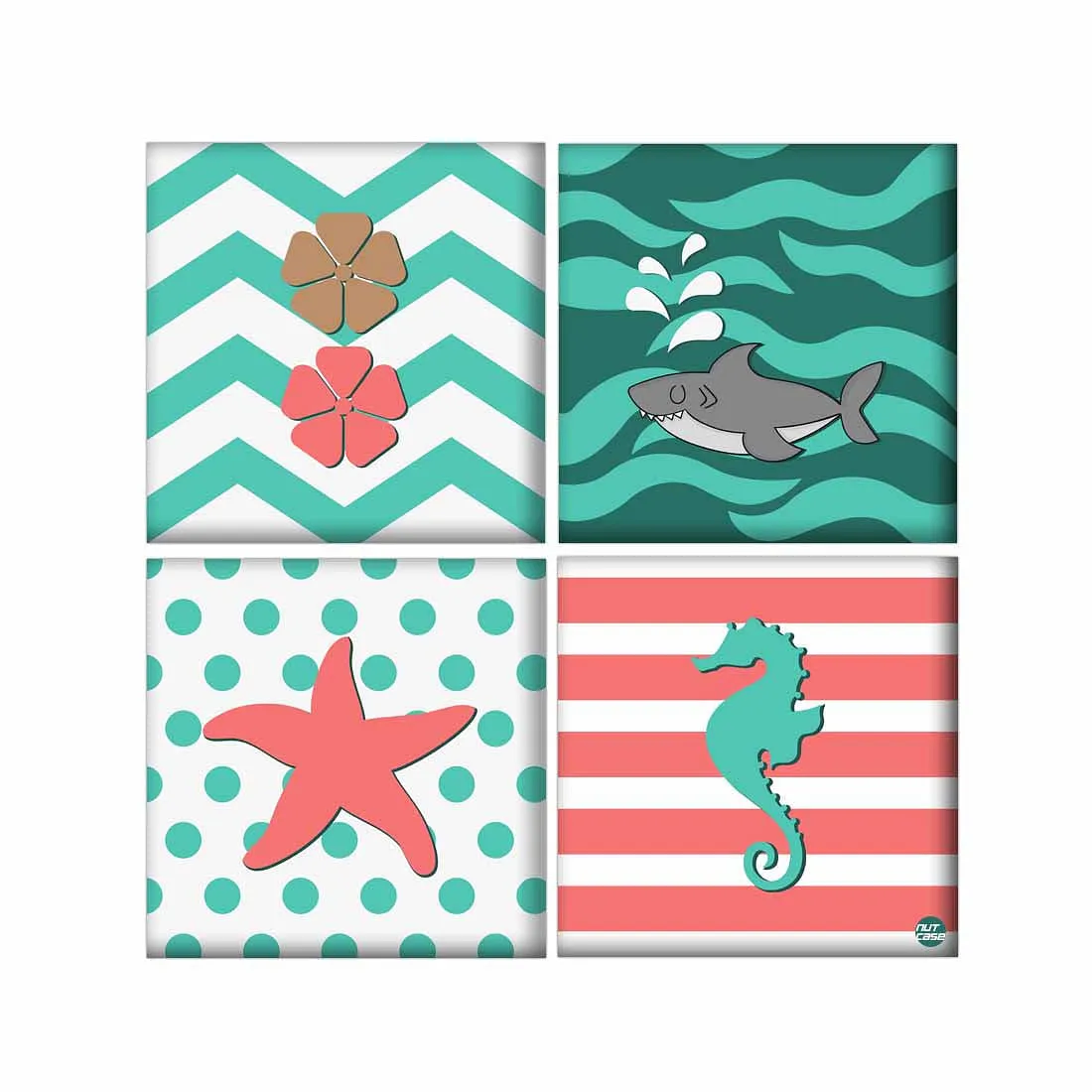 Wall Art Decor For Home Set Of 4 -Fish