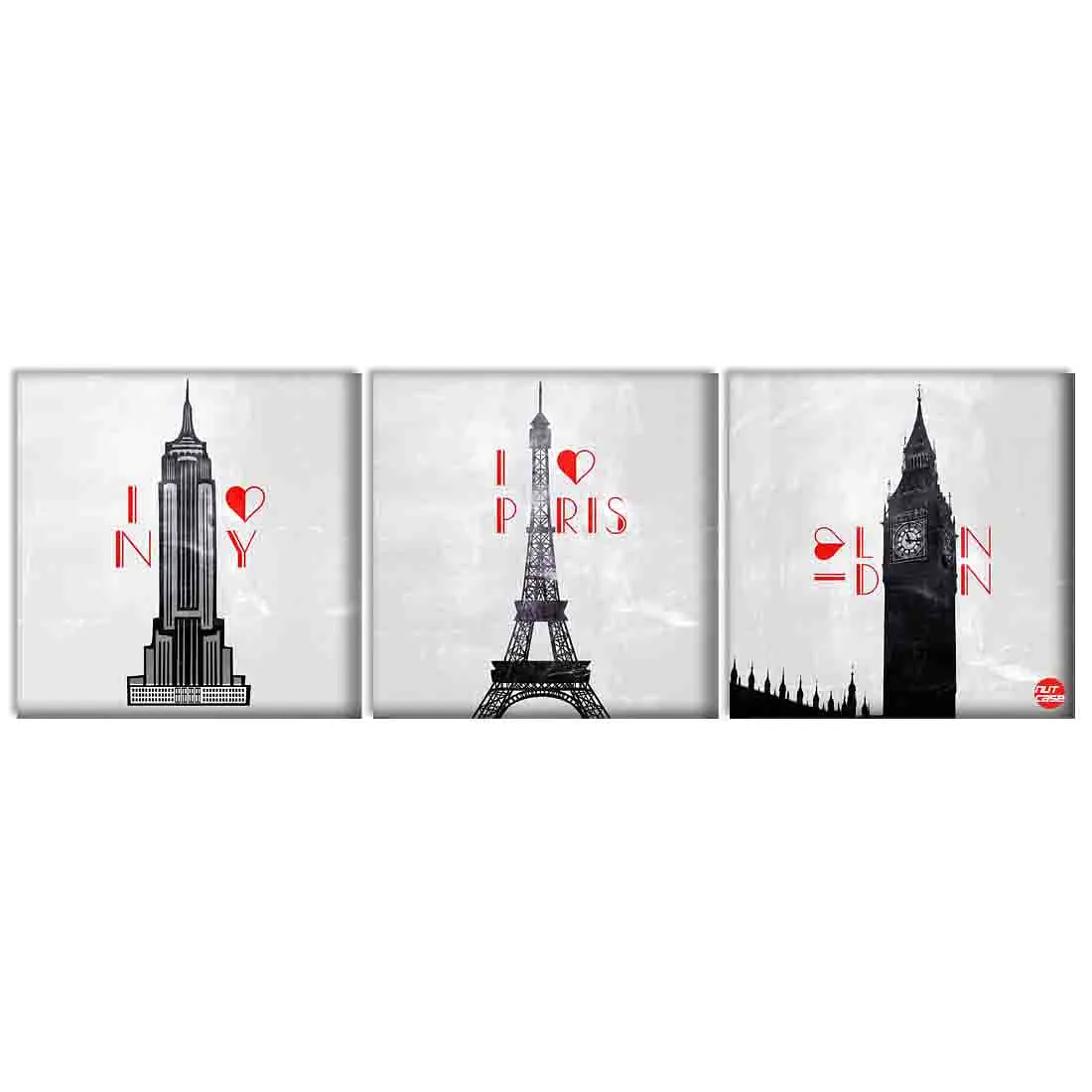 Wall Art Decor for Living Room Hanging Panels Set Of 3 - i love paris
