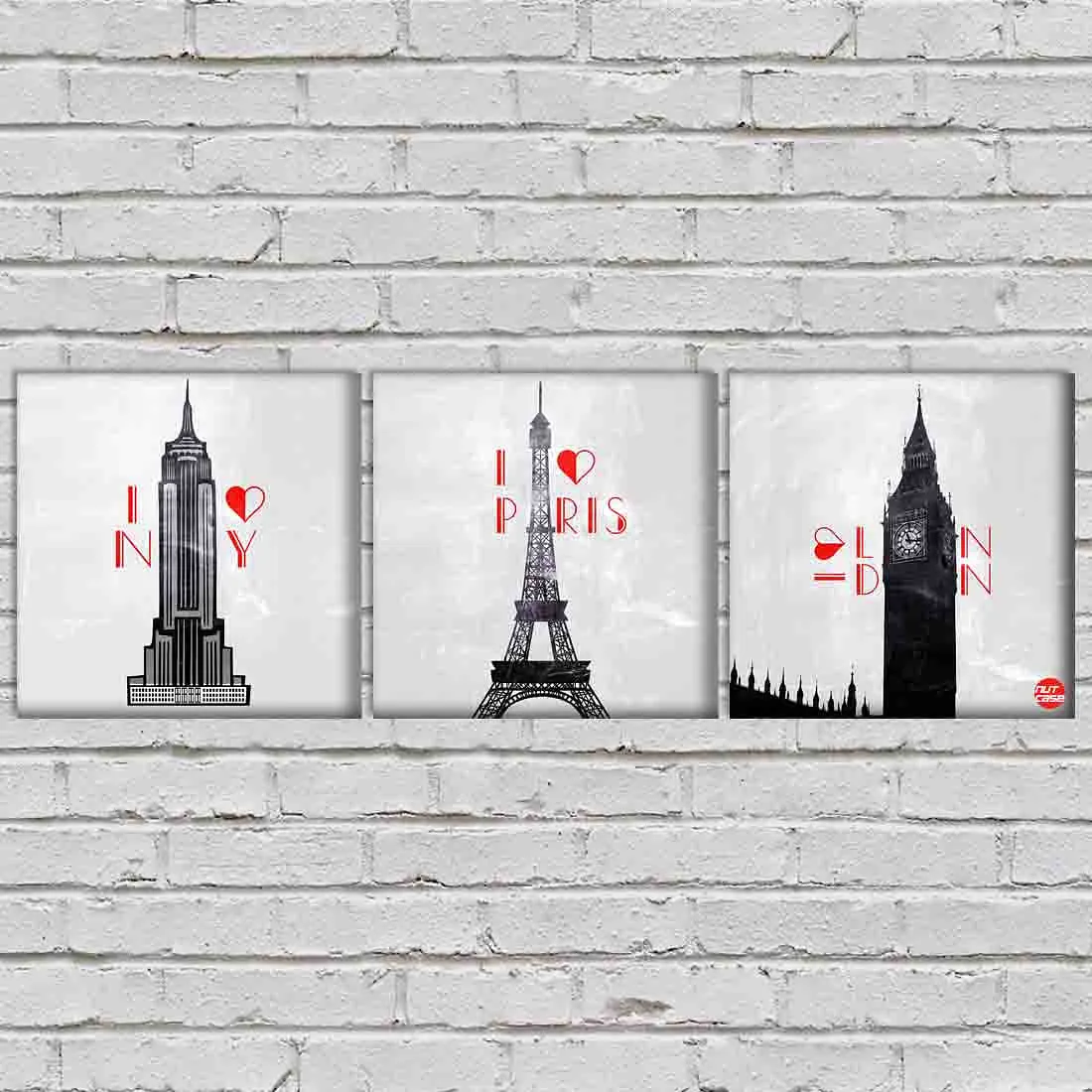 Wall Art Decor for Living Room Hanging Panels Set Of 3 - i love paris