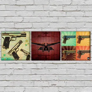 Wall Art Decor Hanging Panels Set Of 3 -Gun