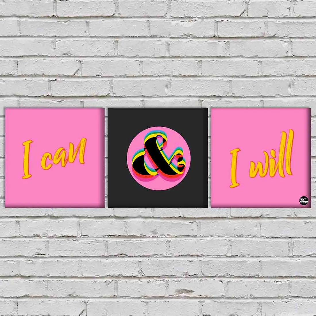 Wall Art Decor Hanging Panels Set Of 3 -I Can & I Will