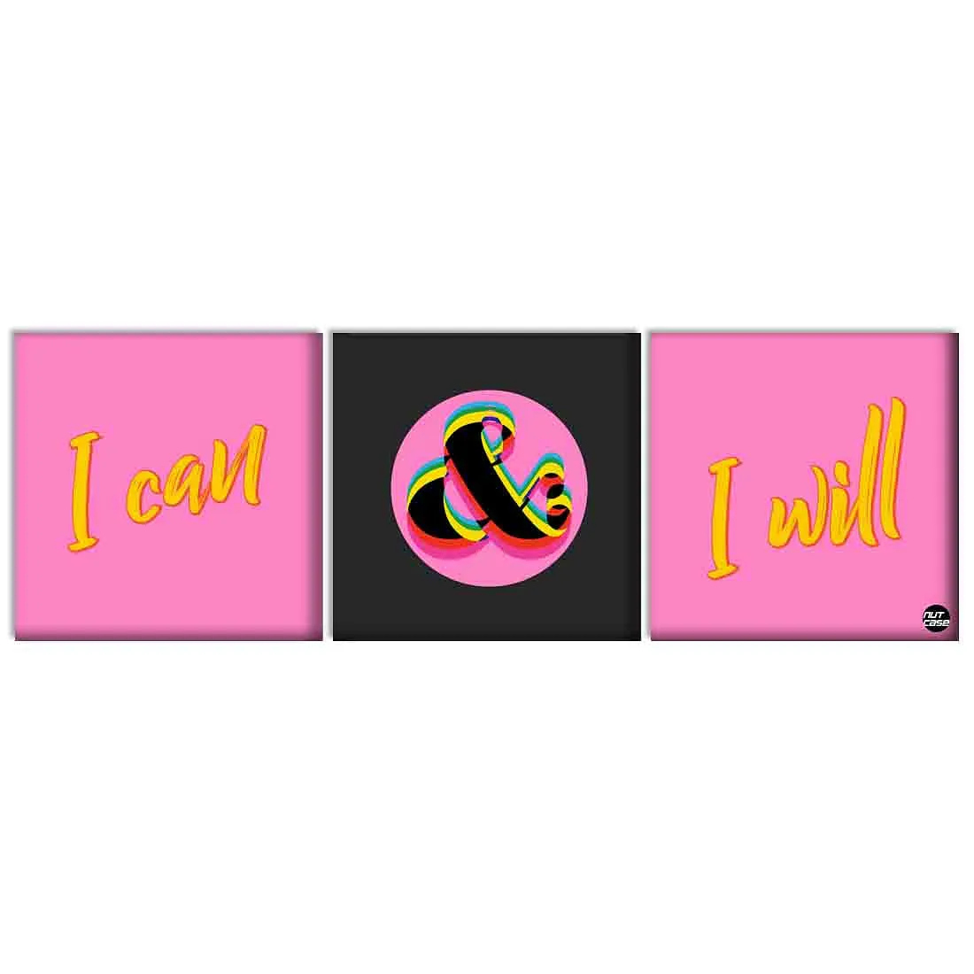 Wall Art Decor Hanging Panels Set Of 3 -I Can & I Will