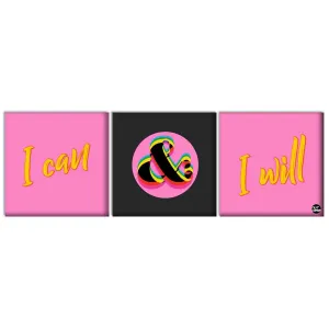 Wall Art Decor Hanging Panels Set Of 3 -I Can & I Will