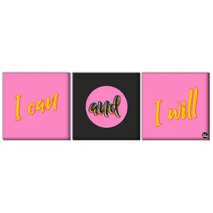 Wall Art Decor Hanging Panels Set Of 3 -I Can And I Will