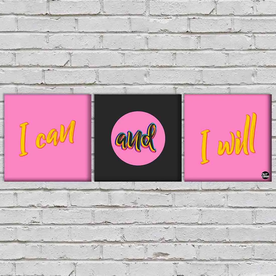Wall Art Decor Hanging Panels Set Of 3 -I Can And I Will