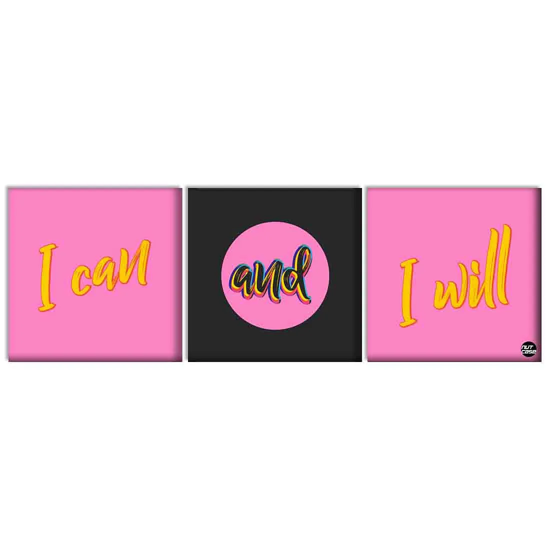 Wall Art Decor Hanging Panels Set Of 3 -I Can And I Will
