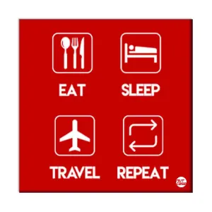 Wall Art Decor Panel For Home - Eat Sleep Travel Repeat Red