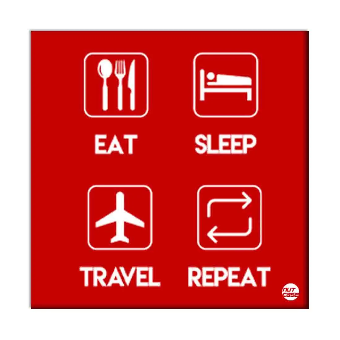 Wall Art Decor Panel For Home - Eat Sleep Travel Repeat Red