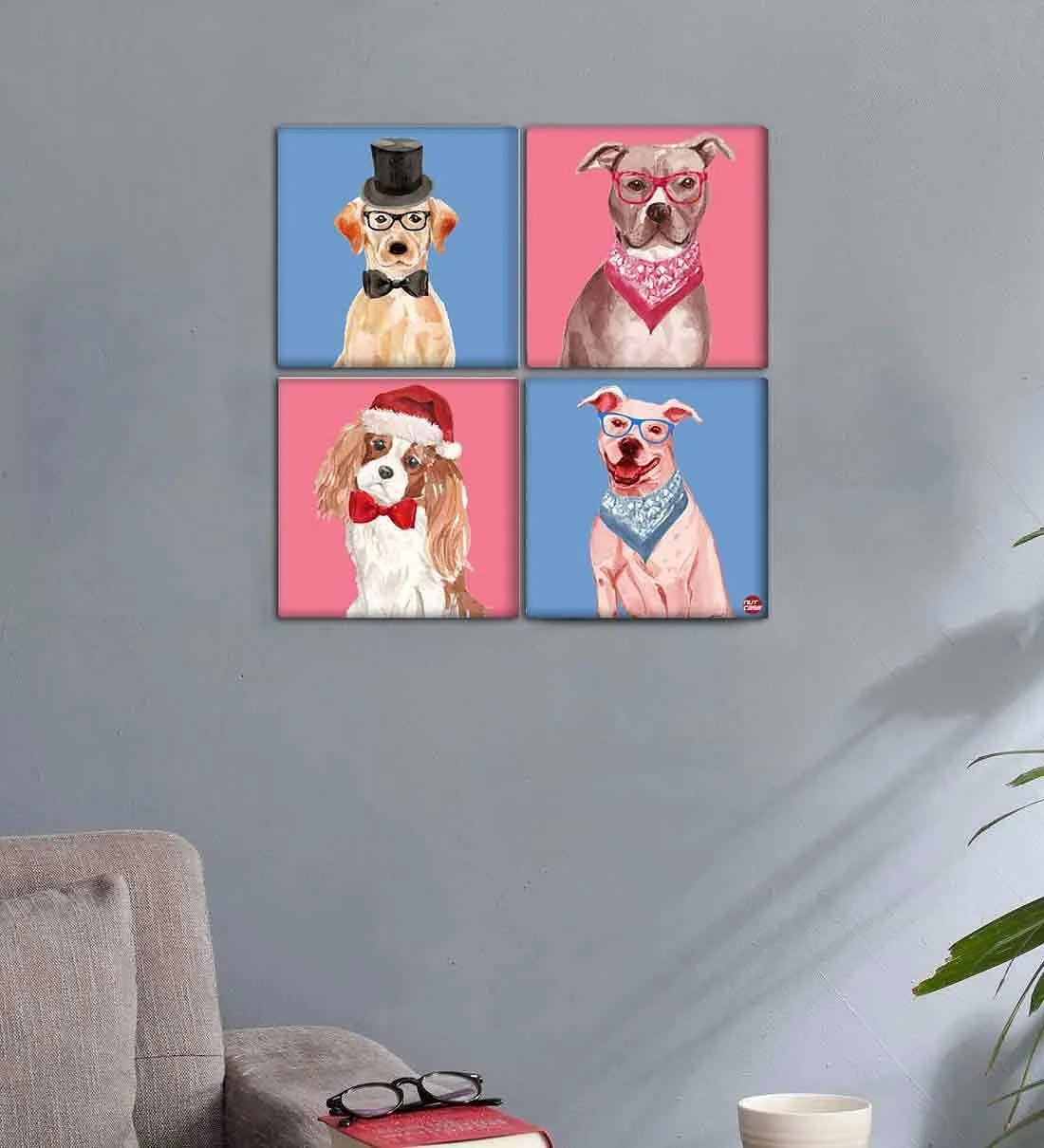 Wall Art Decor Panel For Home - Hipster Dogs