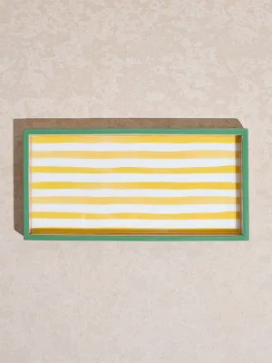 Westside Home Yellow Stripe Printed Wooden Serving Tray