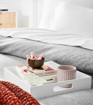 White Lacquered Wood Tray