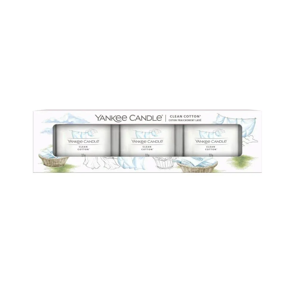Yankee Candle 3 Pack Filled Clean Cotton Votive Candle