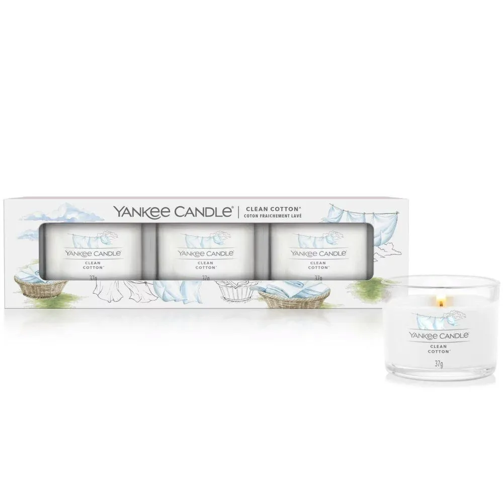 Yankee Candle 3 Pack Filled Clean Cotton Votive Candle