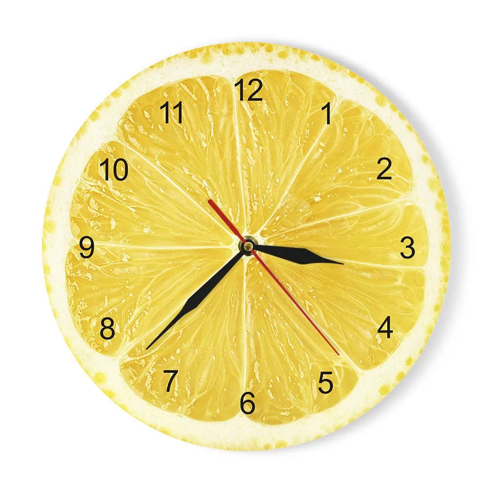 Yellow Lemon Fruit Wall Clock Lime Modern Kitchen Clock Watch Home Decor Living Room Clock Tropical Fruit Wall Art Timepieces