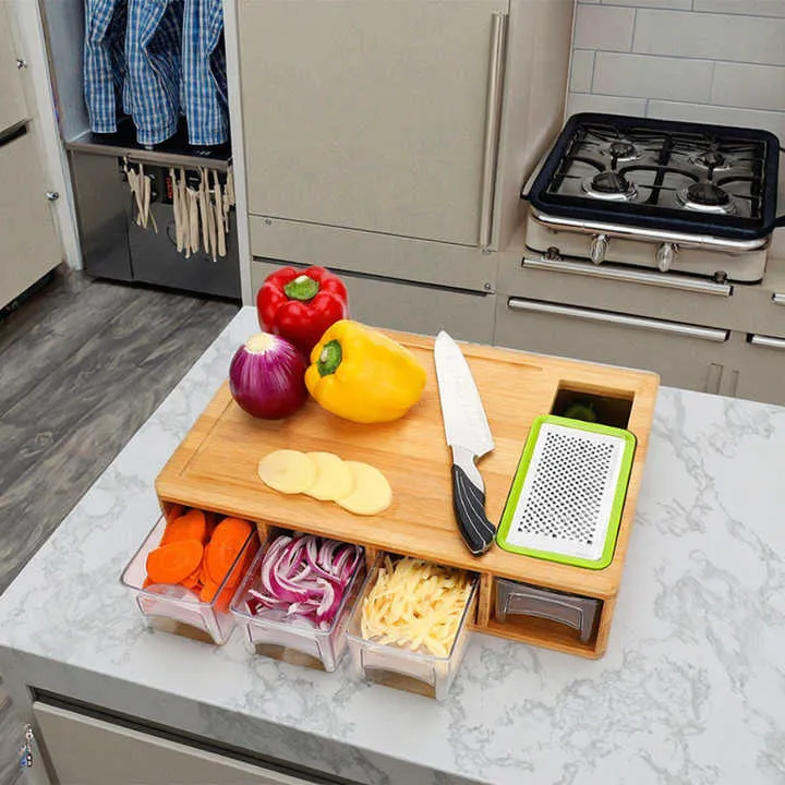 Youlike Acrylic Drawers Container Large-لوح تقطيع كبير من الخيزران