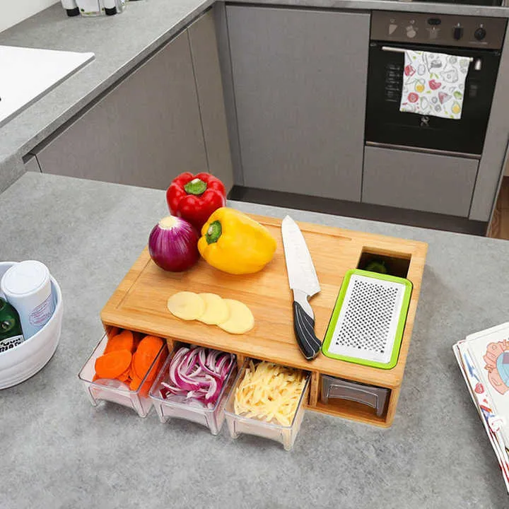 Youlike Acrylic Drawers Container Large-لوح تقطيع كبير من الخيزران