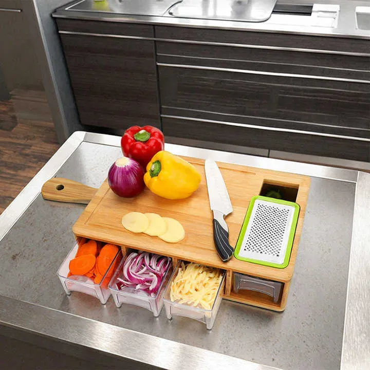 Youlike Acrylic Drawers Container Large-لوح تقطيع كبير من الخيزران